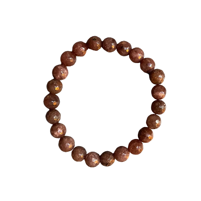 Rose Brown Faceted Jade Plain 8mm