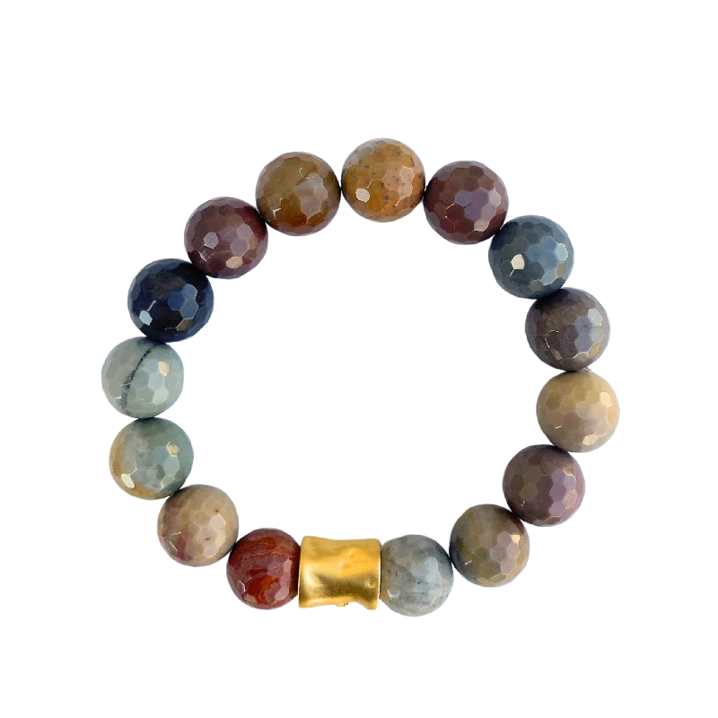 Matte Gold Rowan Faceted Jasper 10mm