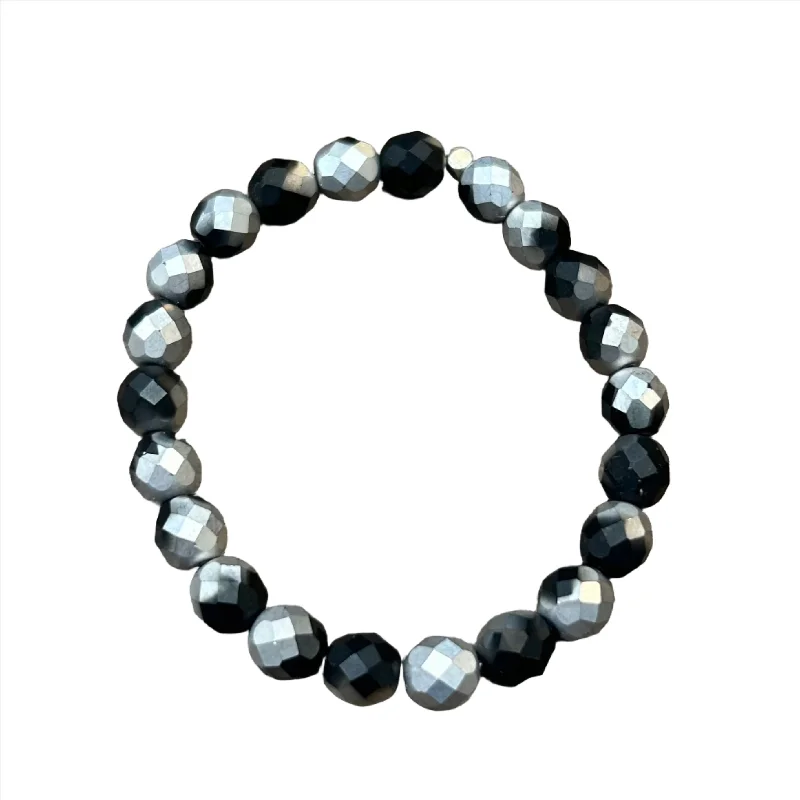 Make Every Moment Shine – Jewelry Discounts Available Matte Metallic Black and Silver Faceted 8mm Bracelet Make Every Moment Shine – Jewelry Discounts Available Matte Metallic Black and Silver Faceted 8mm Bracelet