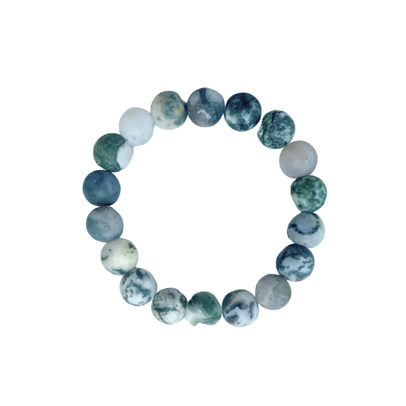 Matte Winter Tree Agate 10mm Bracelet