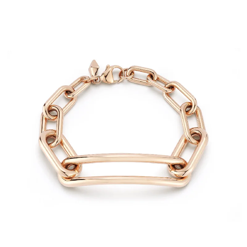 Affordable Glamour – Premium Jewelry At Special Prices MORRELL 18K GOLD GRADUATING CHAIN LINK BRACELET WITH ELONGATED LINK Affordable Glamour – Premium Jewelry At Special Prices MORRELL 18K GOLD GRADUATING CHAIN LINK BRACELET WITH ELONGATED LINK