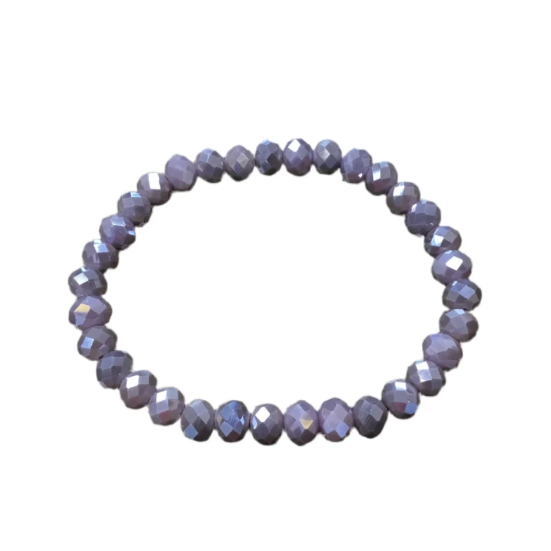 Purple Grey Faceted Rondelle 8mm Bracelet