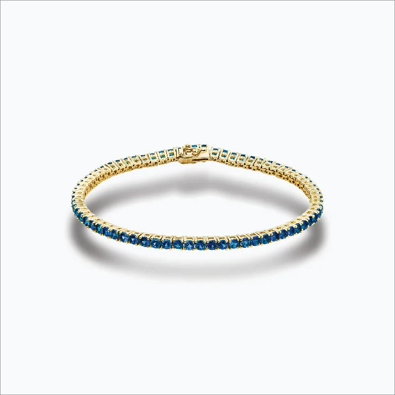 Clearance Sale On High-End Jewelry Collections Tennis 18K Gold Bracelet w. Blue Sapphires