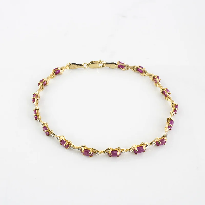 Best-Selling Jewelry Now Available At Special Deals Ruby and Diamond Tennis Bracelet | 0.01 ctw | SZ 7" |