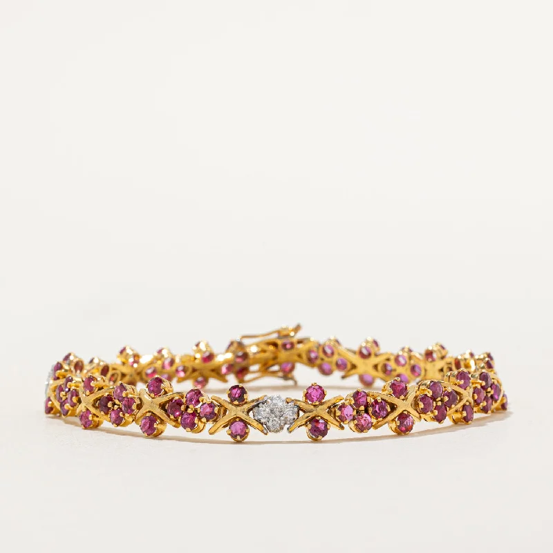 Fashion-Forward Jewelry At Exclusive Discounts Ruby & Diamond Bracelet | 2.00ctw, 0.12ctw | 6.75" |