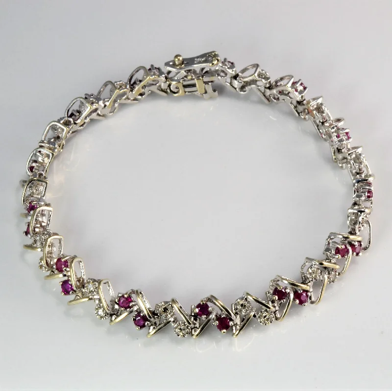 Get The Sparkle You Love At Prices You Adore Ruby & Diamond Chain Bracelet | 0.45 ctw, 7''|