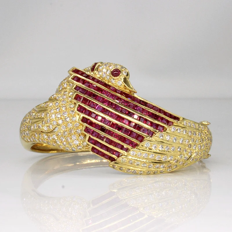 Eco-Friendly Sustainable Jewelry For Conscious Buyers Ruby & Diamond Swan Bracelet | 9.10ctw, 2.50ctw | 7" |