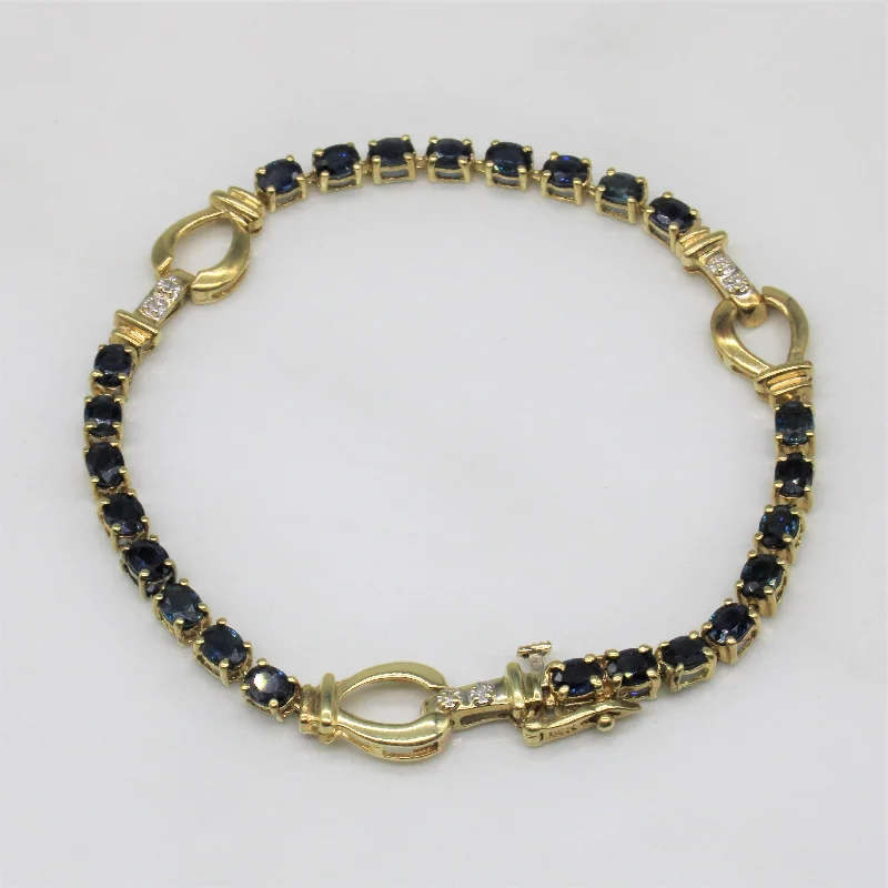 Dazzle In Elegance With Our Biggest Jewelry Sale Sapphire & Diamond Link Bracelet | 4.50ctw, 0.03ctw | 7" |