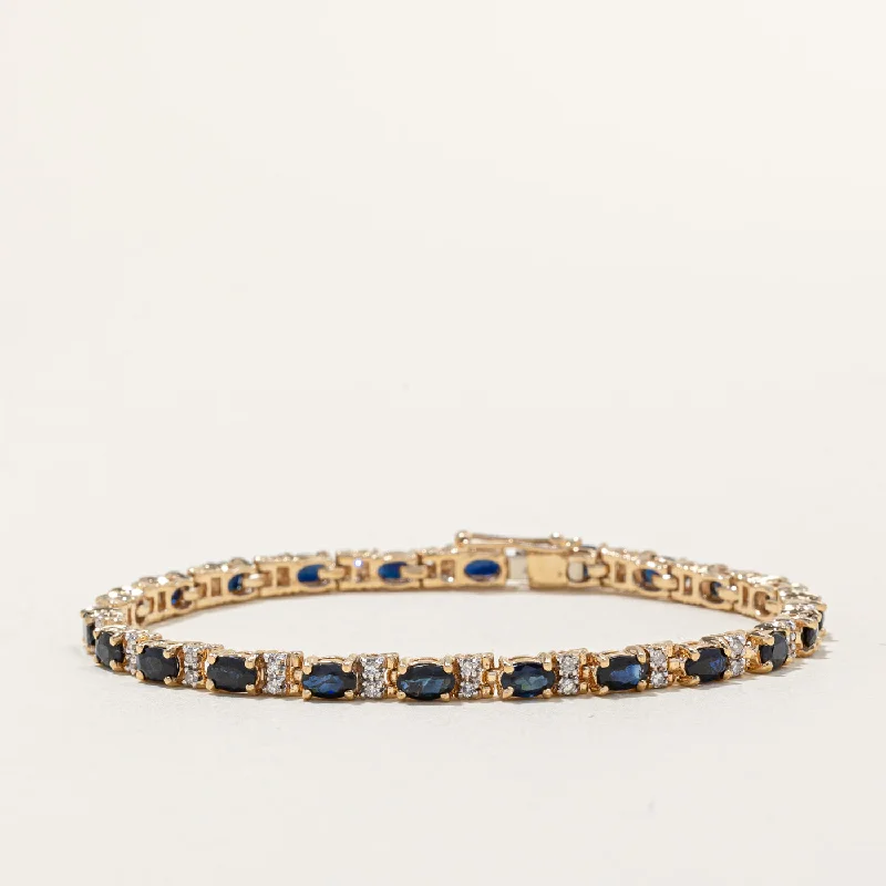 Waterproof Stainless Steel Jewelry For Lasting Beauty Sapphire & Diamond Tennis Bracelet | 5.50ctw, 0.40ctw | 7" |