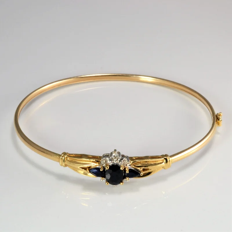Premium Diamond Jewelry At Once-In-A-Lifetime Discounts Sapphire & Diamond Cluster Ladies Bangle | 0.07 ctw, 7.5''|