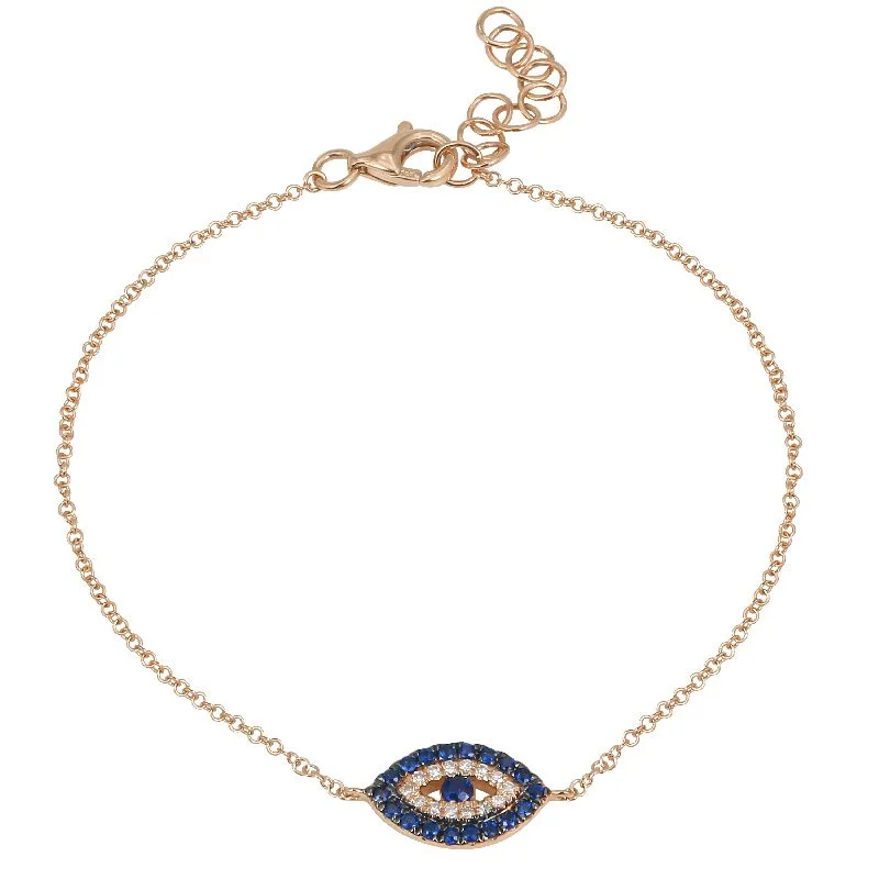 Handmade Pearl Jewelry For Timeless Elegance Sapphire & Diamond Evil Eye Bracelet