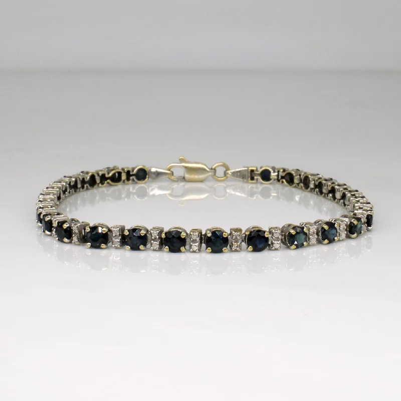 Affordable Gold-Plated Jewelry For Modern Fashion Sapphire & Diamond Tennis Bracelet | 4.25ctw, 0.01ctw | 7.5" |