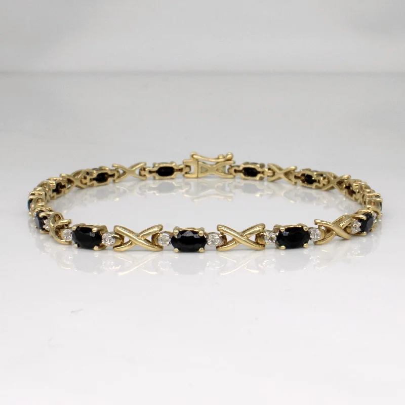 Delicate Crystal Jewelry For Sophisticated Charm Sapphire & Diamond Tennis Bracelet | 4.55ctw, 0.13ctw | 7.5" |