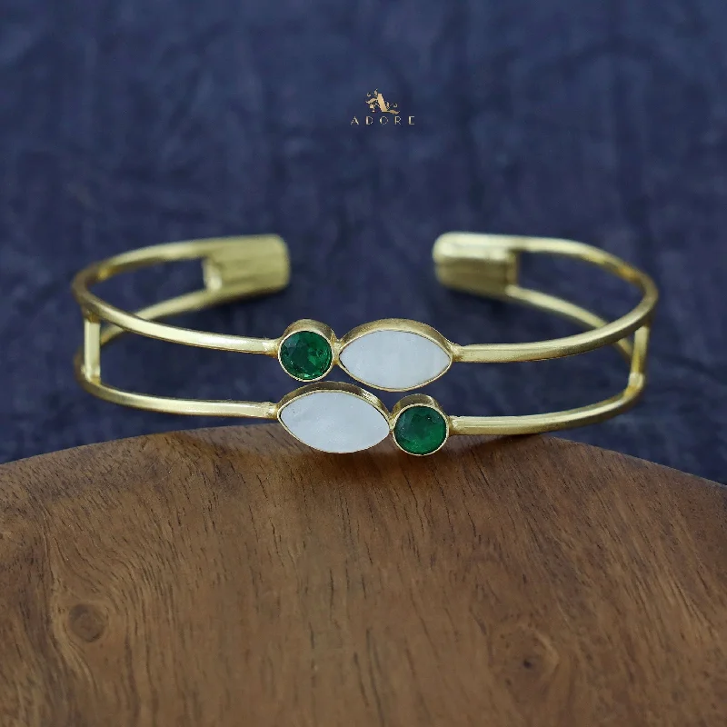 Exclusive Gemstone Jewelry Markdowns – Shop Now Selma Glossy Stone + MOP Bangle