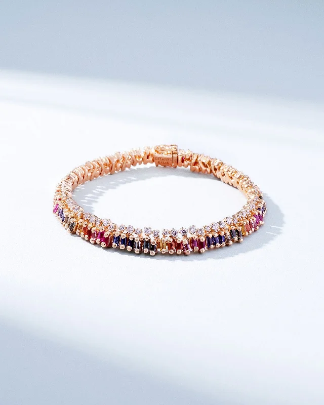 Everyday Jewelry Essentials Now On Sale Short Stack Rainbow Sapphire Tennis Bracelet