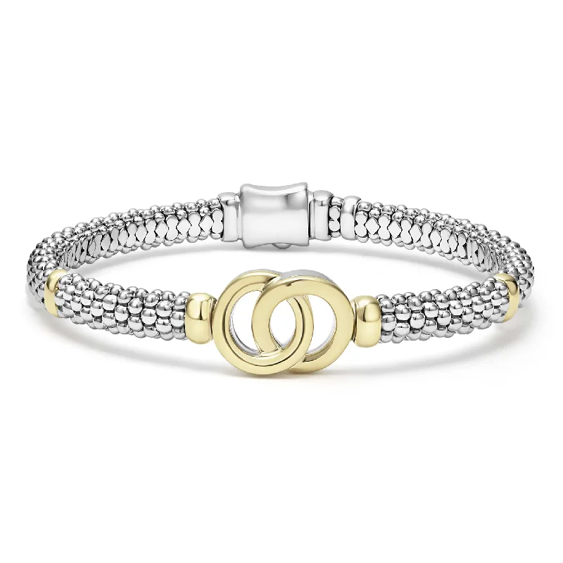 Luxury Meets Affordability – Jewelry Sale Live Now Signature Caviar Two-Tone Interlocking Caviar Bracelet | 6mm