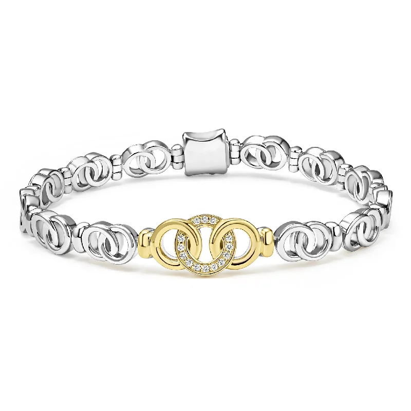 Huge Markdowns On Premium Jewelry Styles Signature Caviar Two-Tone Interlocking Diamond Link Bracelet Huge Markdowns On Premium Jewelry Styles Signature Caviar Two-Tone Interlocking Diamond Link Bracelet