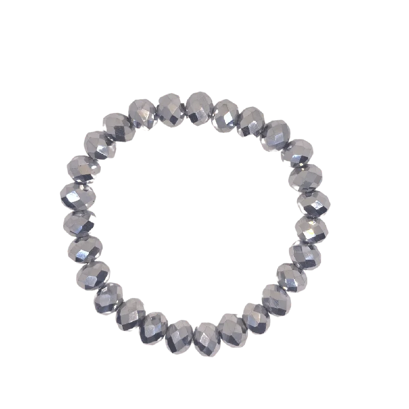 Chic And Stylish Jewelry At Exclusive Prices Grey Faceted Rondelle 8mm Bracelet