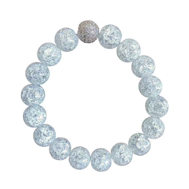 Limited Stock On Premium Jewelry At Low Prices Silver Pave Clear Czech Crackle Glass 10mm