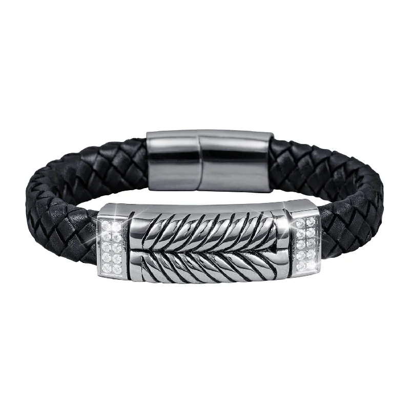 Discover Unique Jewelry With Special Limited-Time Offers Skyline Leather Steel Bracelet