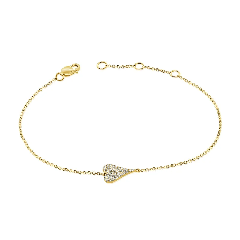 Small Elongated Pave Heart Bracelet