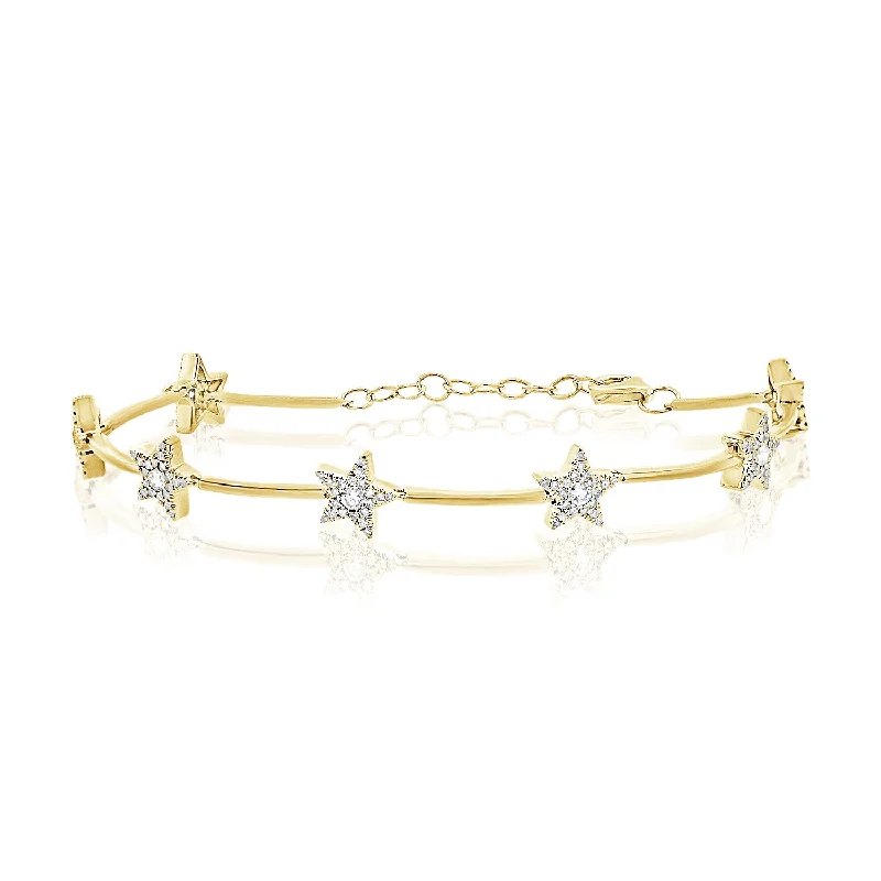 Solid Bars + Pave Star Bracelet