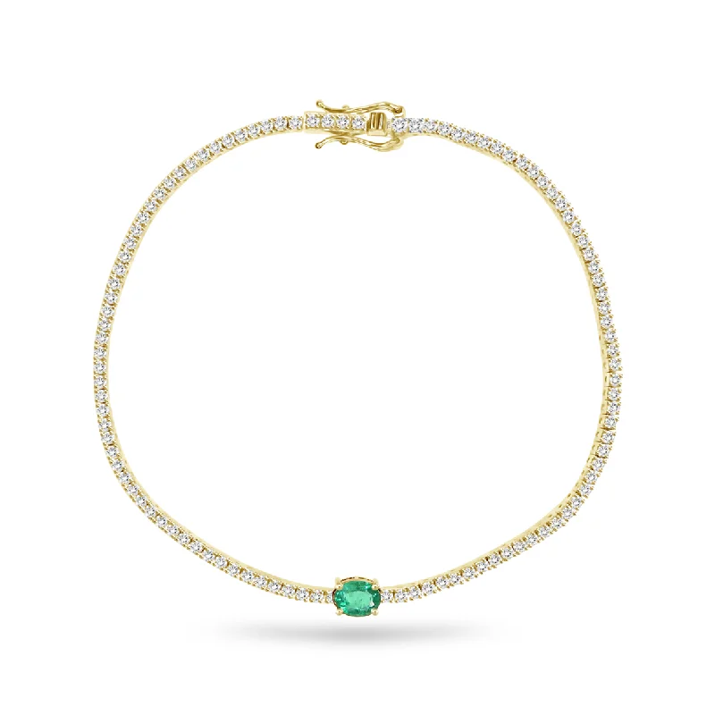 Statement Emerald on Mini Tennis Bracelet