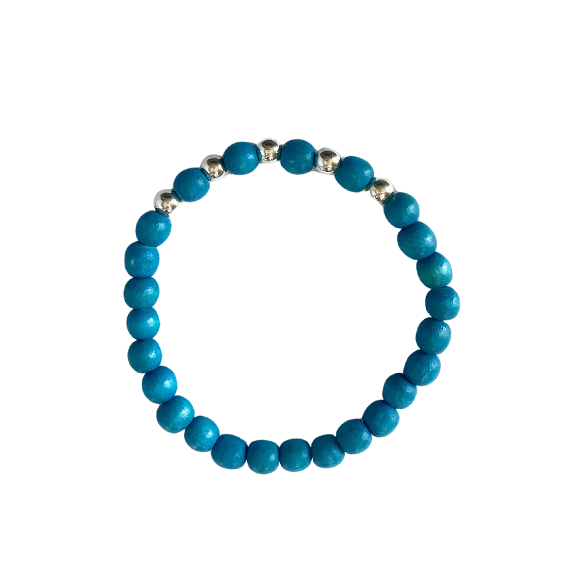 Kenley Sterling Silver Macaw Blue Wood 6mm Bracelet