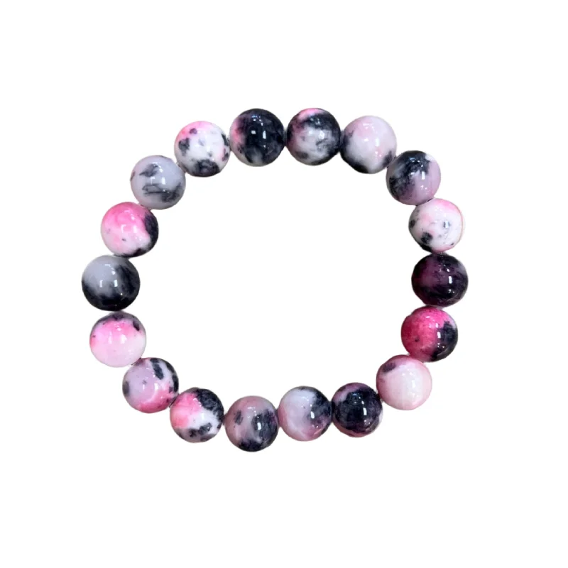 Swim Grey and Pink Jade 10mm Bracelet