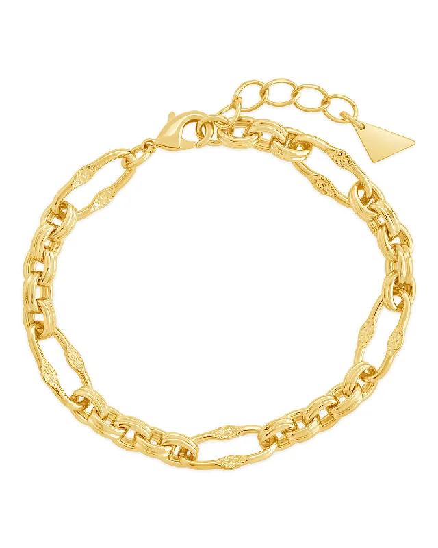 Tegan Textured Long Link Bracelet