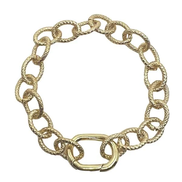 Textured Oval Link Bracelet With GF Carabiner (BG4484)