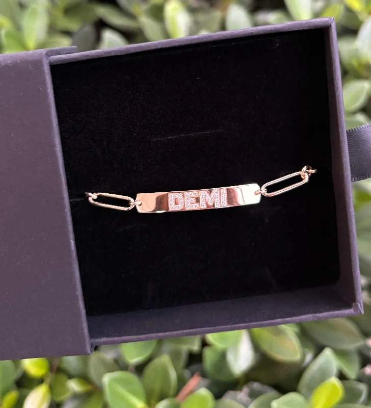Grab Stylish Jewelry Before The Sale Ends The Demi Diamond ID Bracelet