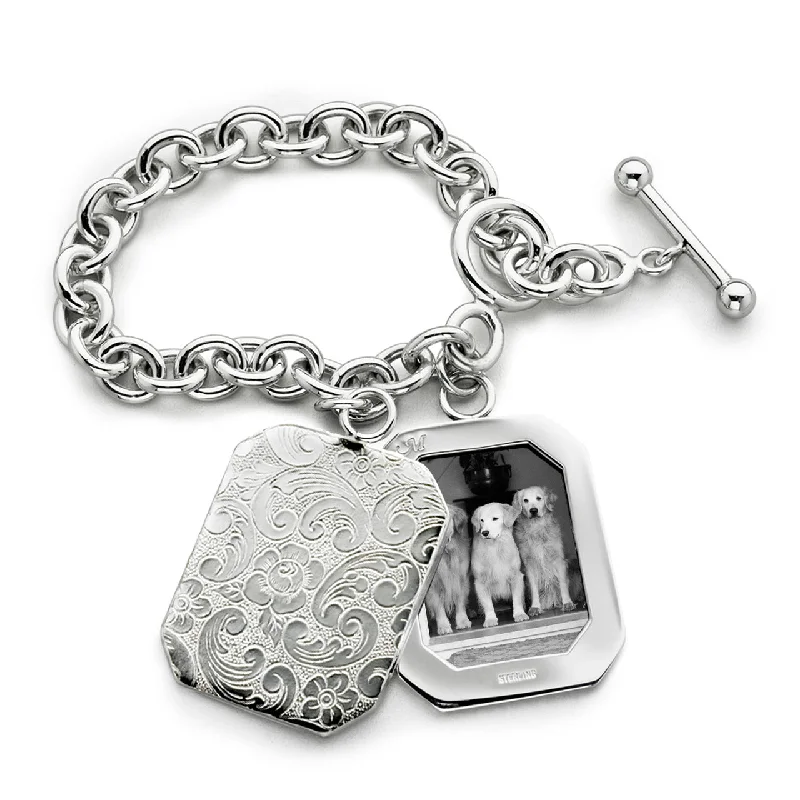 Toggle Bracelet with Two Octagon Half Lockets