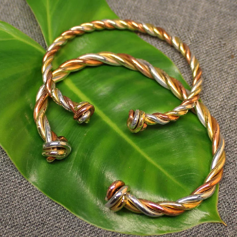 Best Jewelry Sale Prices – Limited-Time Offer Twisted Knot 3-Tone Cuff Bracelet