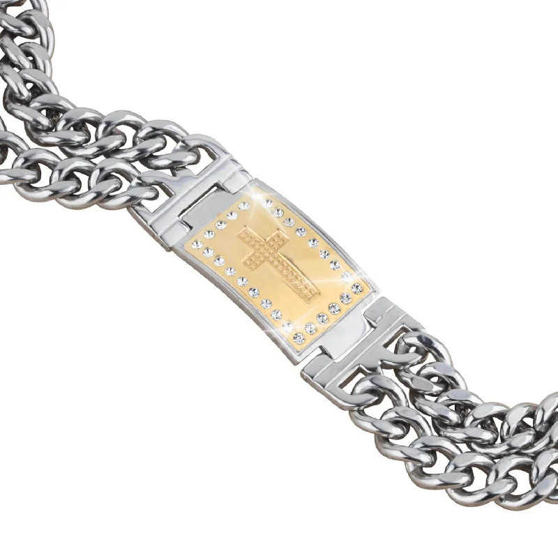 Don't Miss Out On Jaw-Dropping Jewelry Discounts Two-Tone Cross Bracelet