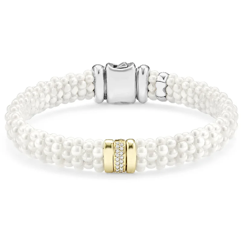 Jewelry Sale – Exclusive Styles At Lower Prices White Caviar Single Station Ceramic Diamond Bracelet | 9mm