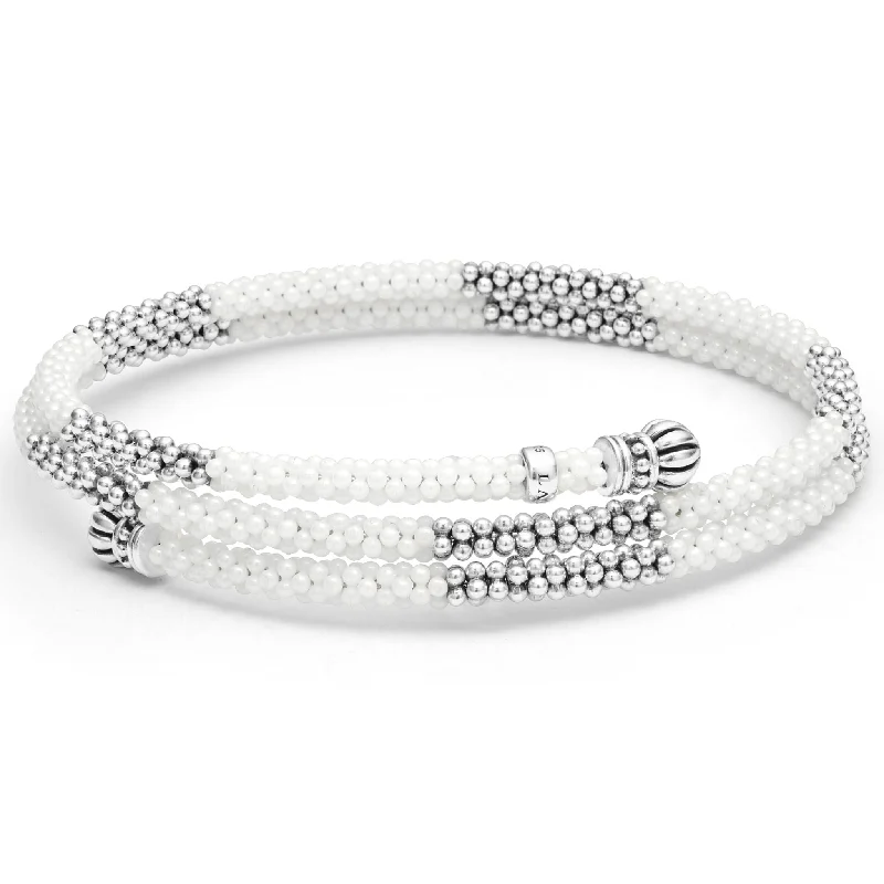Exclusive Jewelry Bundles At Discounted Prices White Caviar Ceramic Beaded Wrap Bracelet