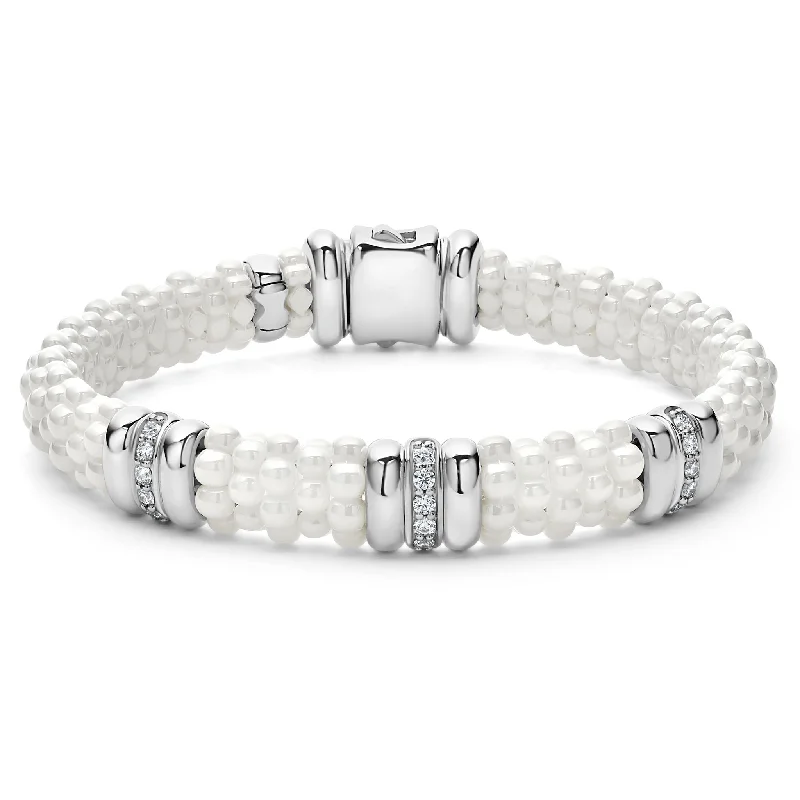 Limited-Time Jewelry Sale – Elegant Styles At Less White Caviar Three Station Ceramic Diamond Bracelet | 9mm Limited-Time Jewelry Sale – Elegant Styles At Less White Caviar Three Station Ceramic Diamond Bracelet | 9mm