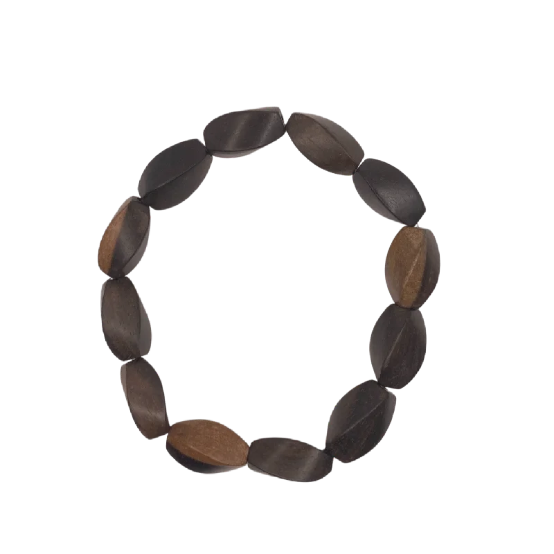 Trendy Minimalist Jewelry For Everyday Wear Wood Twist Dark Medium Bracelet