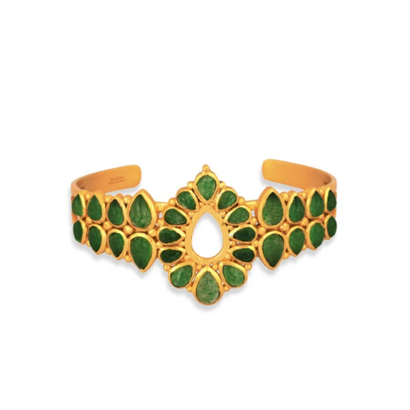 Zion Cuff - Green Strawberry Quartz