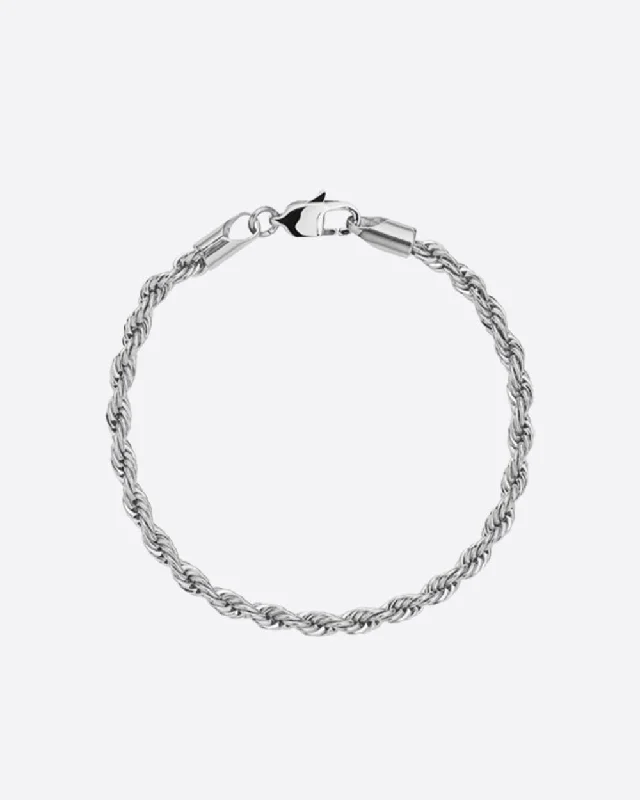 Limited-Time Offer On Elegant Jewelry Pieces 3MM Rope Bracelet - White Gold