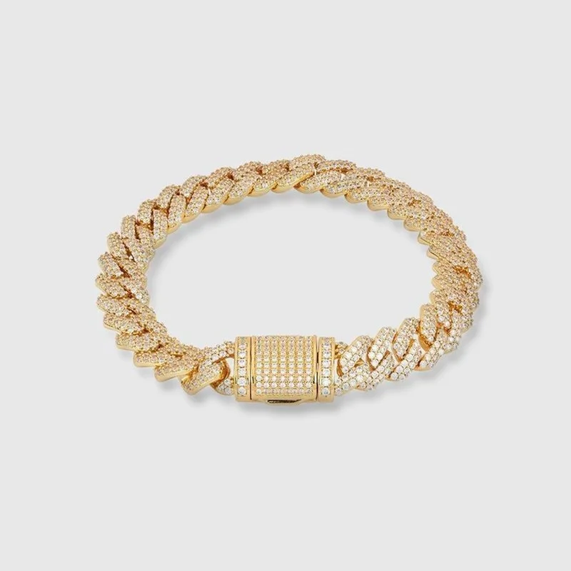Grab Your Favorite Jewelry At The Lowest Prices DIAMOND PRONG CUBAN BRACELET 8MM - Gold