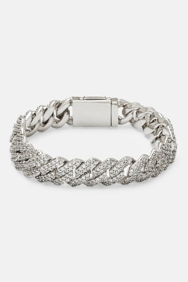 Buy More, Save More On Stunning Jewelry Designs DIAMOND PRONG CUBAN BRACELET 8MM - White Gold