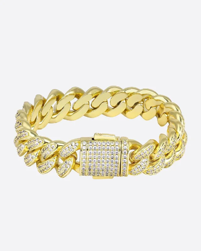 Discounted Jewelry For A Glamorous Look 12MM ICED CUBAN LINK BRACELET - Gold