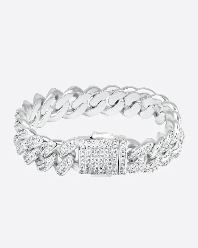 Modern Jewelry At Exclusive Discounts – Shop Today 12MM ICED CUBAN LINK BRACELET - White Gold