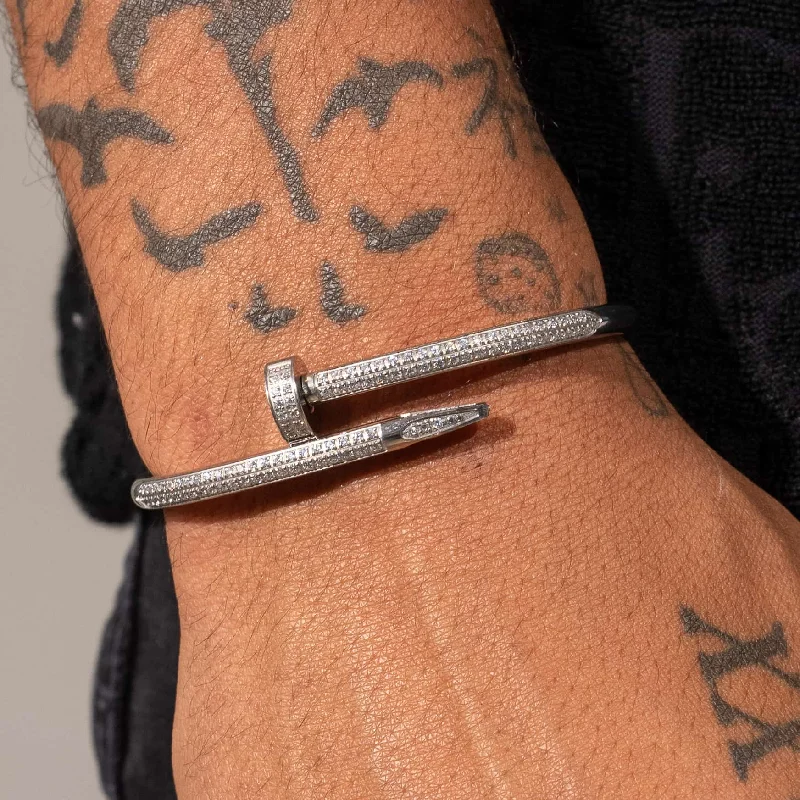 Unmissable Jewelry Sale – Shop Before It's Too Late Iced Nail Bracelet - White Gold