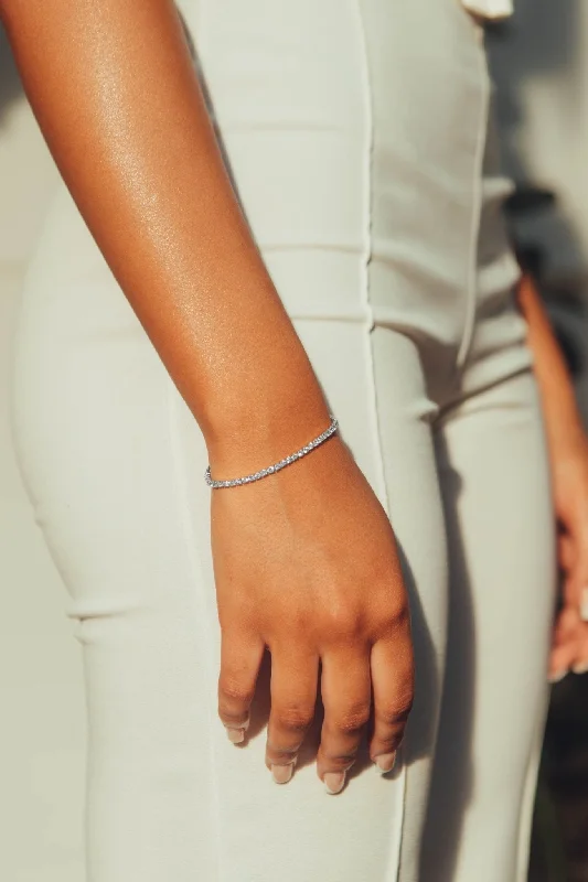 Affordable Gold-Plated Jewelry For Modern Fashion Micro Tennis Bracelet - White Gold