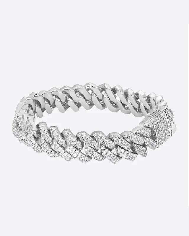 Premium Jewelry Now Available At Special Discounts CUBAN MIAMI PRONG 13MM Bracelet - White Gold