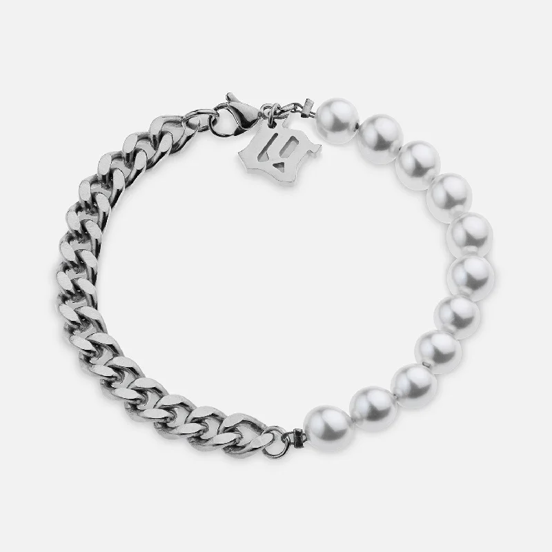 Grab Your Favorite Jewelry At The Lowest Prices Pearl Cuban Bracelet - White Gold