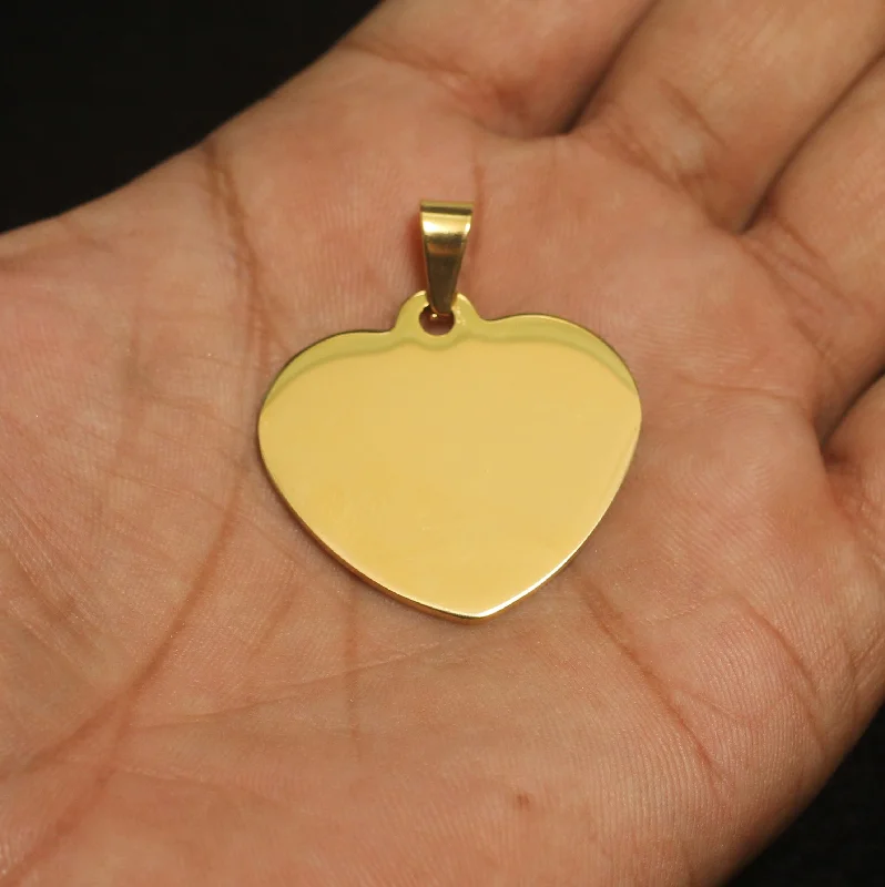 1 Pc,33x35mm Stainless Steel Heart Pendants, Stamping Blank Tag Golden